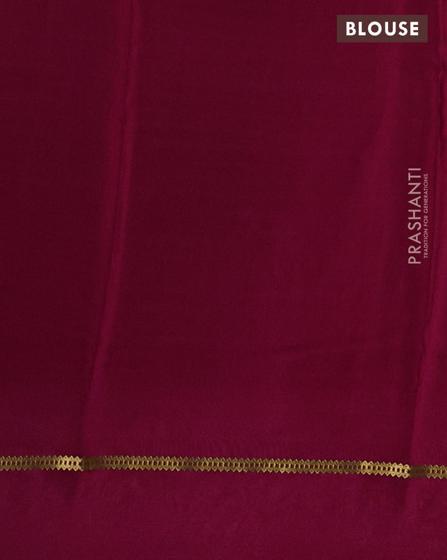 Pure mysore silk saree bottle green and magenta pink with plain body and embroided border