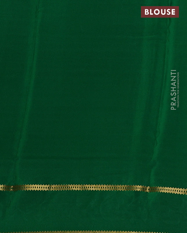 Pure mysore silk saree pink and green with plain body and embroided border