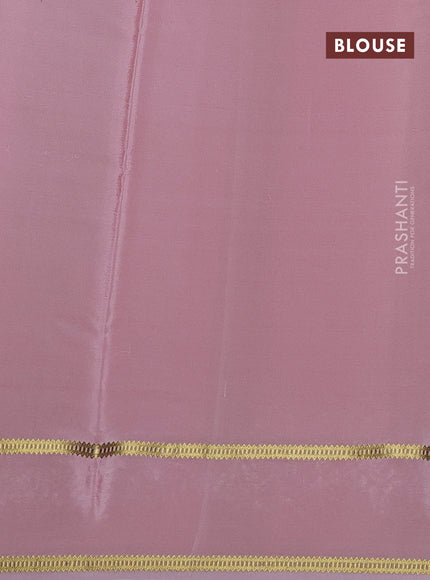 Pure mysore silk saree peach shade with plain body and embroided border