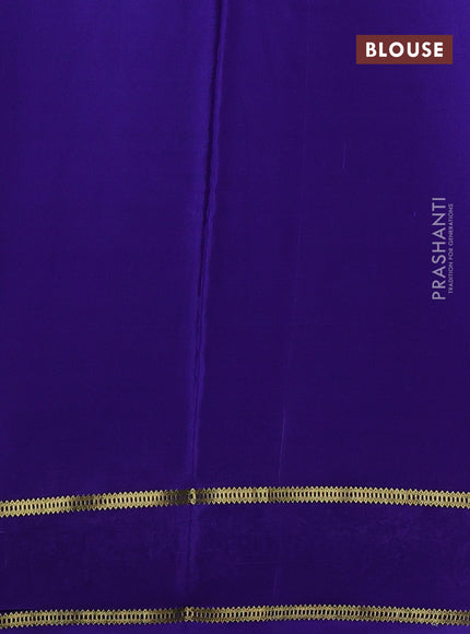 Pure mysore silk saree blue with plain body and embroided border