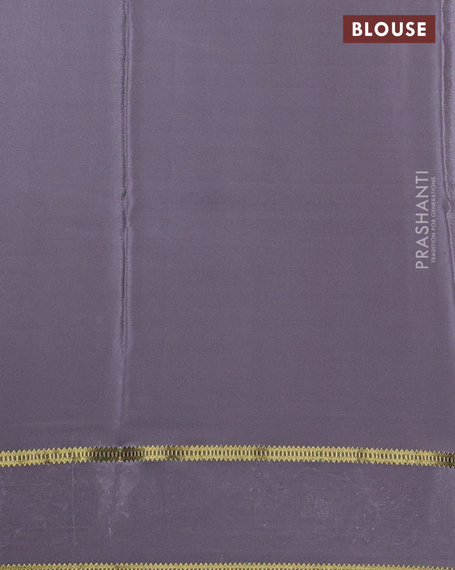 Pure mysore silk saree grey with plain body and embroided border