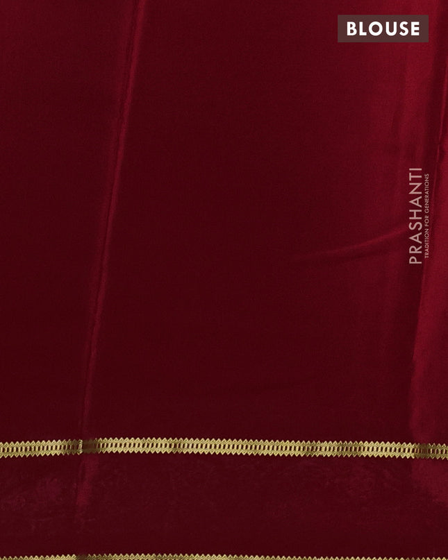 Pure mysore silk saree red with plain body and cut work embroidery border