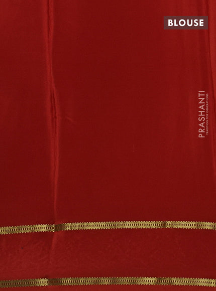 Pure mysore silk saree orange with plain body and cut work embroidery border