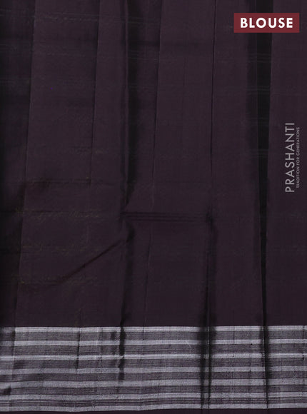 Pure Soft silk saree lime yellow and coffee brown with thread woven buttas and silver zari woven border