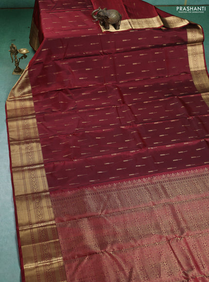 Pure Soft silk saree maroon with zari woven buttas and zari woven border