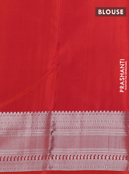 Pure Soft silk saree dual shade of orange with silver zari woven buttas and silver zari woven border