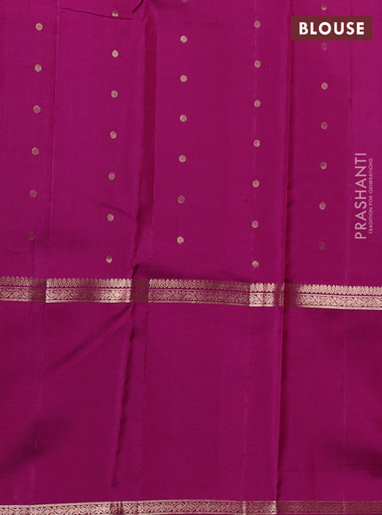 Pure Soft silk saree blue and magenta pink with annam zari woven buttas and rettapet zari woven border