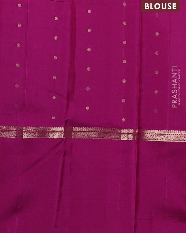 Pure Soft silk saree blue and magenta pink with annam zari woven buttas and rettapet zari woven border
