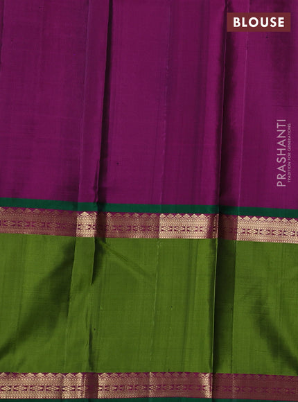 Pure Soft silk saree deep wine and light green with annam zari woven buttas and rettapet zari woven border
