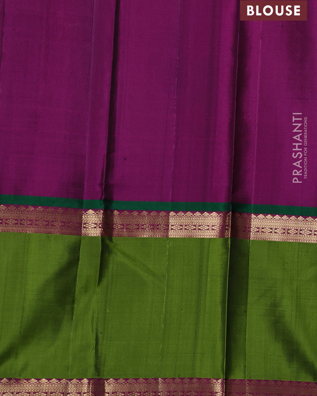 Pure Soft silk saree deep wine and light green with annam zari woven buttas and rettapet zari woven border