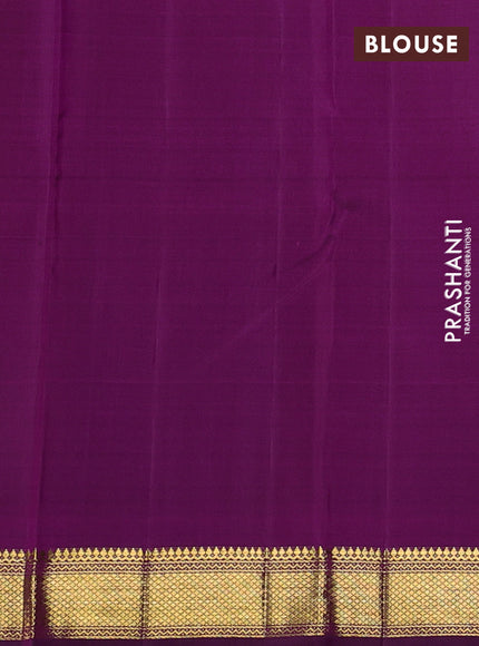 Pure kanchipuram silk saree purple with allover zari checks & buttas and zari woven border