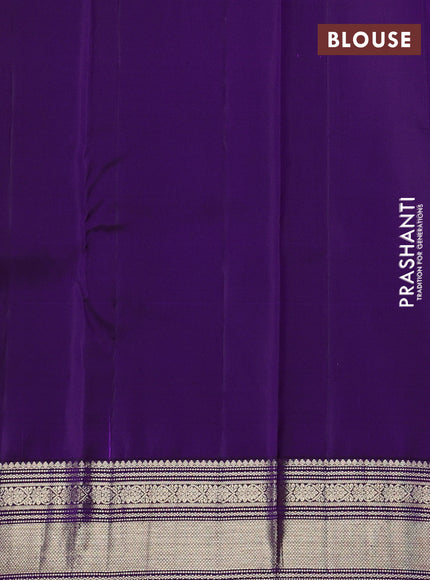 Pure kanchipuram silk saree violet with zari woven buttas and silver zari woven border