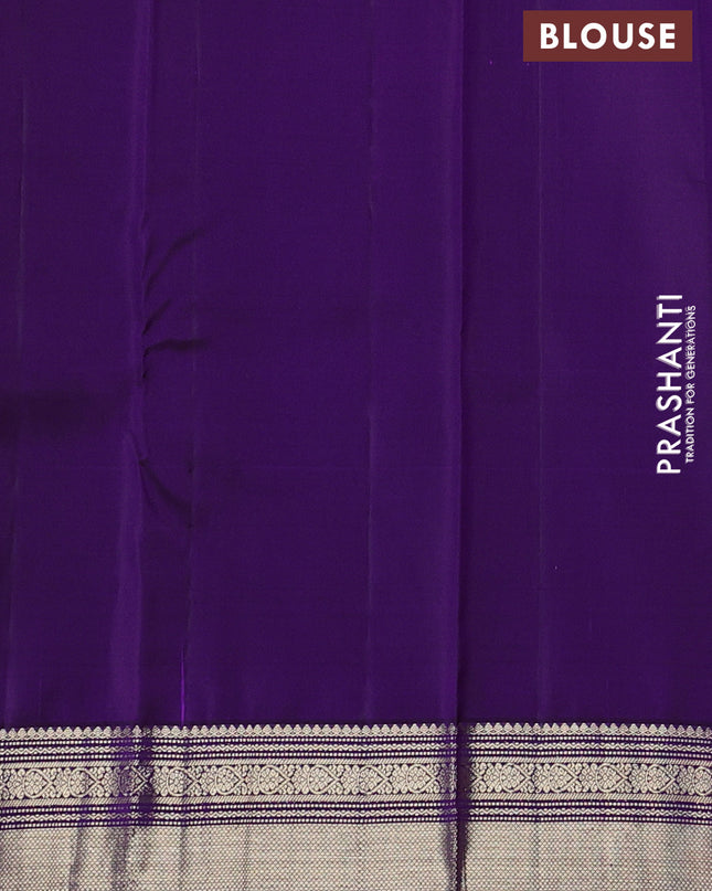 Pure kanchipuram silk saree violet with zari woven buttas and silver zari woven border