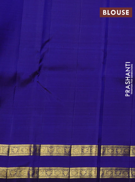Pure kanchipuram silk saree blue with zari woven buttas and rettapet zari woven border