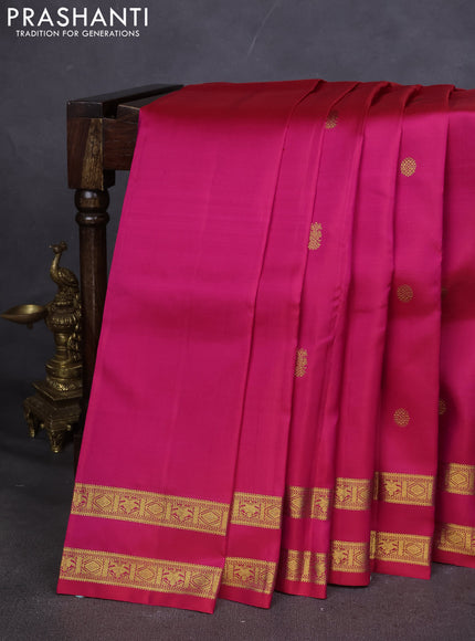 Pure kanchipuram silk saree pink with zari woven buttas and rettapet zari woven border