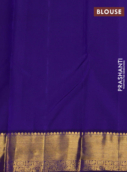 Pure kanchipuram silk saree blue with allover self emboss and zari woven border