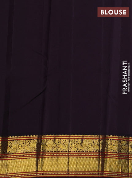 Pure kanchipuram silk saree off white and coffee brown with zari woven buttas and zari woven korvai border