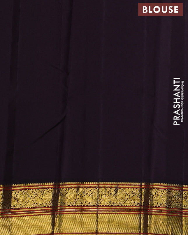 Pure kanchipuram silk saree off white and coffee brown with zari woven buttas and zari woven korvai border