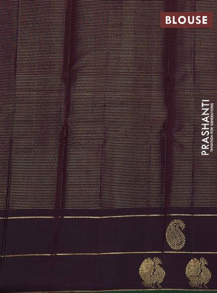 Pure kanchipuram silk saree rustic orange and deep wine with allover small zari checked pattern and annam zari woven butta border