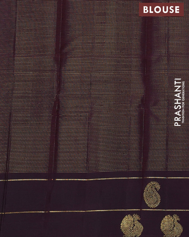Pure kanchipuram silk saree rustic orange and deep wine with allover small zari checked pattern and annam zari woven butta border