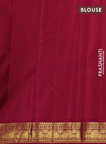 Pure kanchipuram silk saree mango yellow and maroon with thread woven buttas and zari woven border