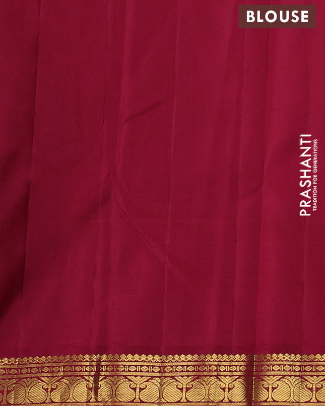 Pure kanchipuram silk saree mango yellow and maroon with thread woven buttas and zari woven border