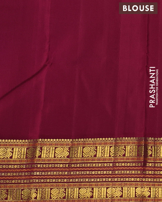 Pure kanchipuram silk saree sandal and maroon with thread woven buttas and zari woven korvai border