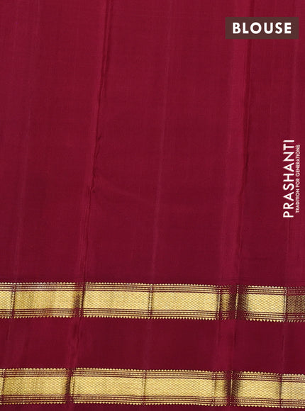 Pure kanchipuram silk saree deep purple and maroon with zari woven buttas and rettapet zari woven border
