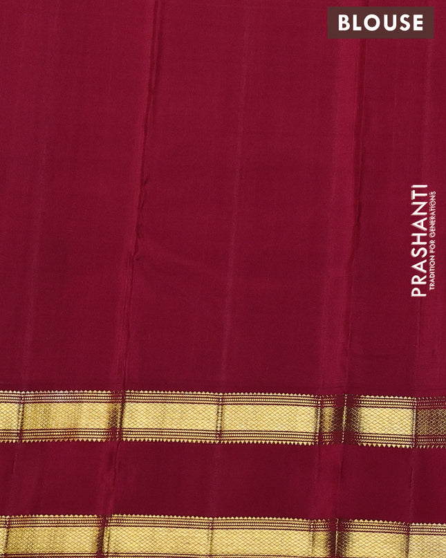 Pure kanchipuram silk saree deep purple and maroon with zari woven buttas and rettapet zari woven border