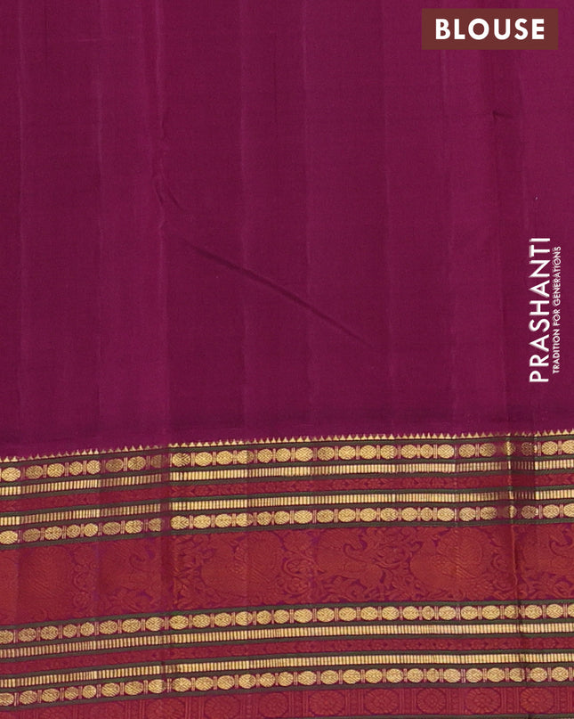 Pure kanchipuram silk saree sandal and purple with thread woven buttas and zari woven border