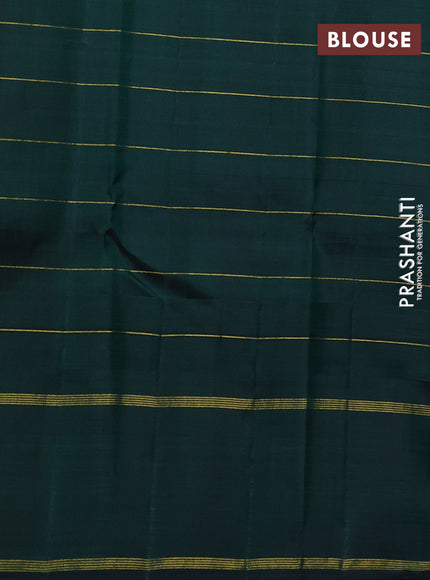 Pure kanchipuram silk saree multi colour and green with allover paalum pazhamum checked pattern and temple design rettapet zari border