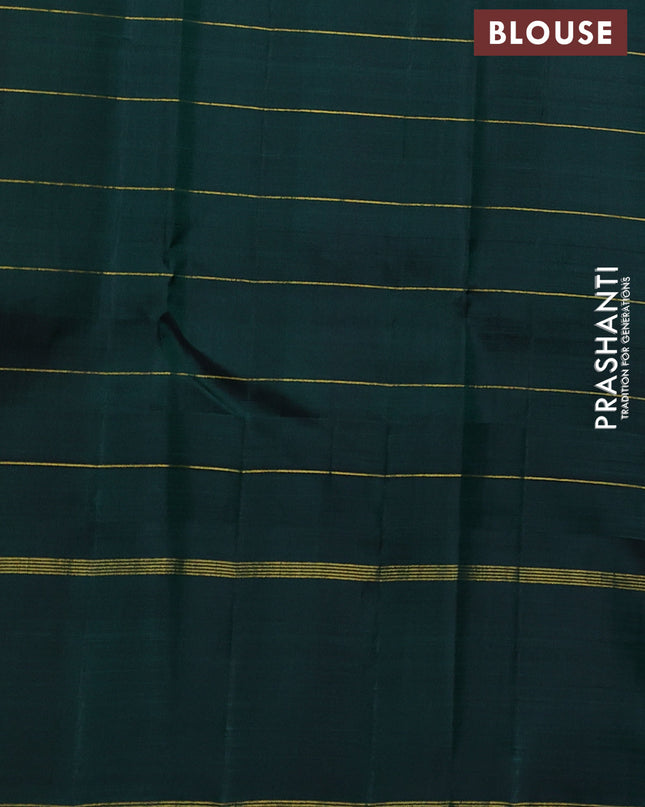 Pure kanchipuram silk saree multi colour and green with allover paalum pazhamum checked pattern and temple design rettapet zari border