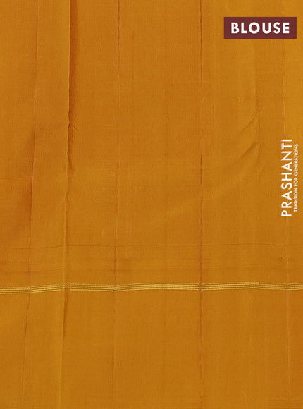 Pure kanchipuram silk saree maroon and mustard yellow with allover checked pattern and temple design rettapet zari border