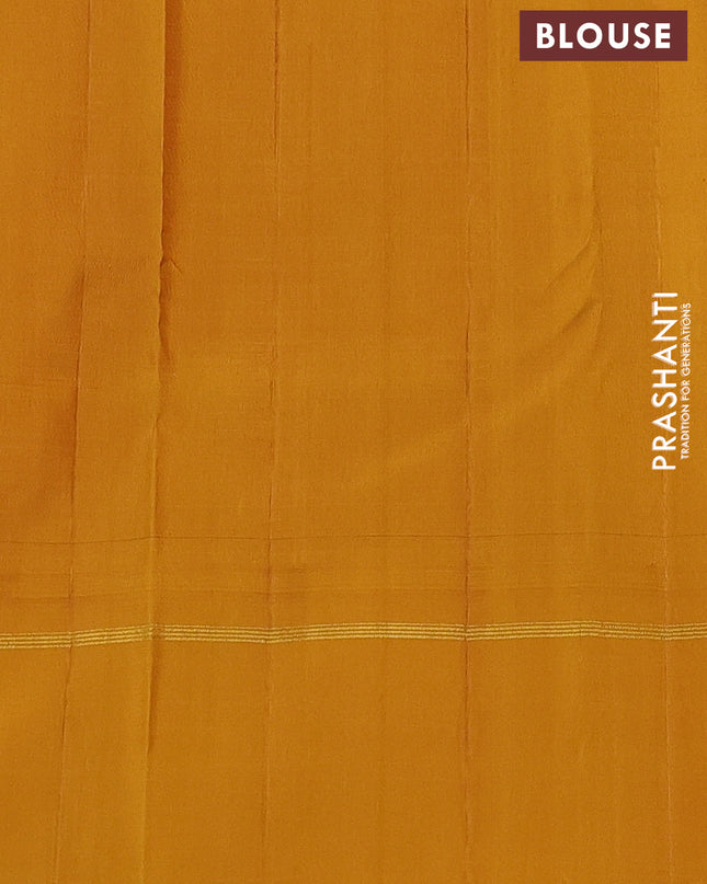 Pure kanchipuram silk saree maroon and mustard yellow with allover checked pattern and temple design rettapet zari border