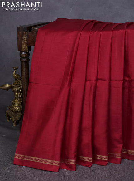 Pure Soft silk saree red and pastel green with plain body and hand painted kalamkari pallu