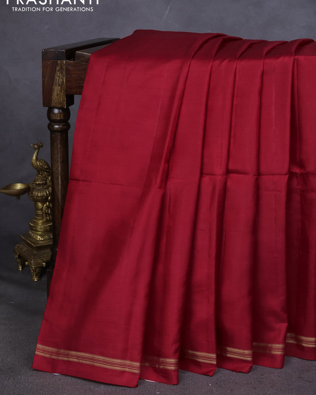 Pure Soft silk saree red and pastel green with plain body and hand painted kalamkari pallu