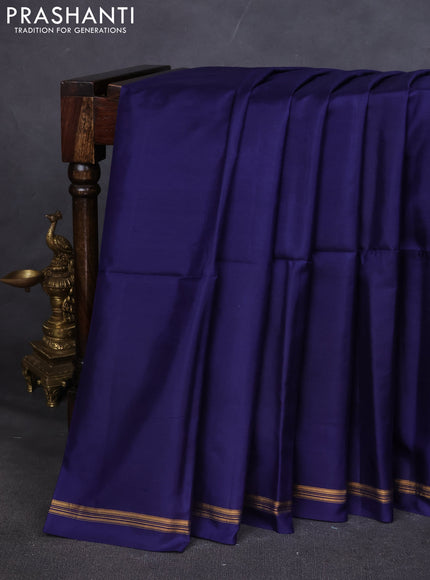 Pure Soft silk saree blue and magenta pink with plain body and hand painted kalamkari pallu