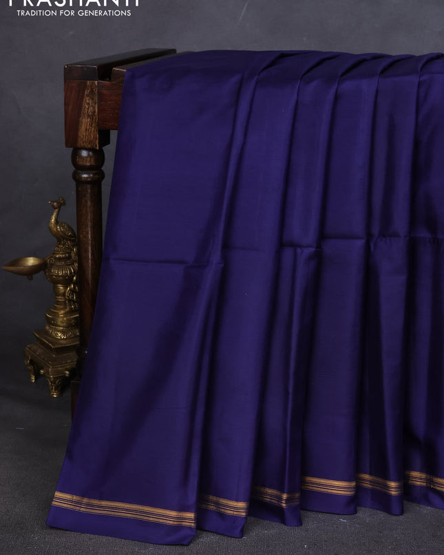 Pure Soft silk saree blue and magenta pink with plain body and hand painted kalamkari pallu