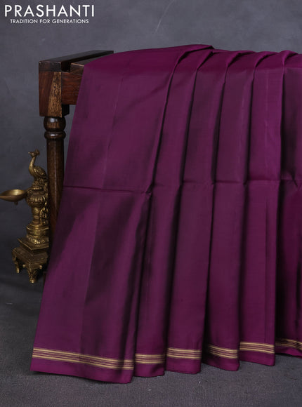 Pure Soft silk saree purple and yellow with plain body and hand painted kalamkari pallu