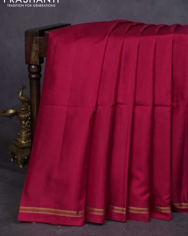 Pure Soft silk saree pink and bluish grey with plain body and hand painted kalamkari pallu