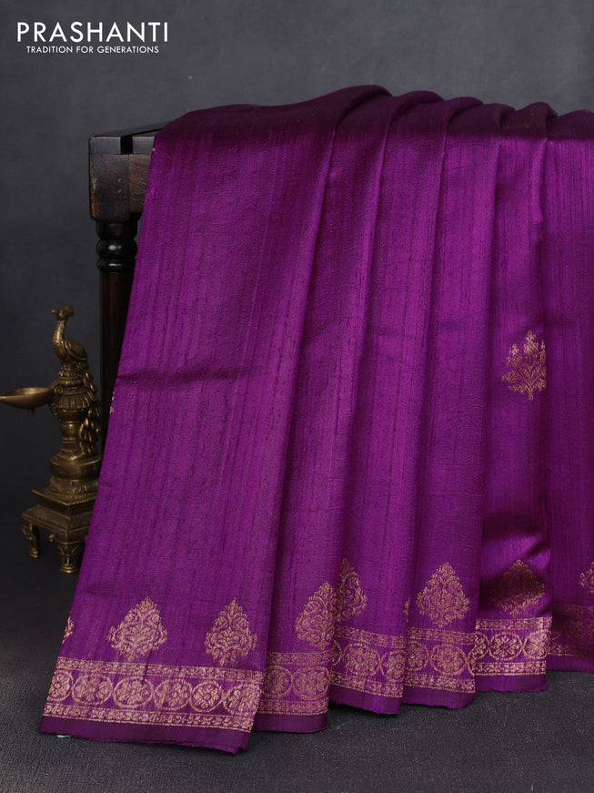 Banarasi raw silk saree purple with woven buttas and woven border