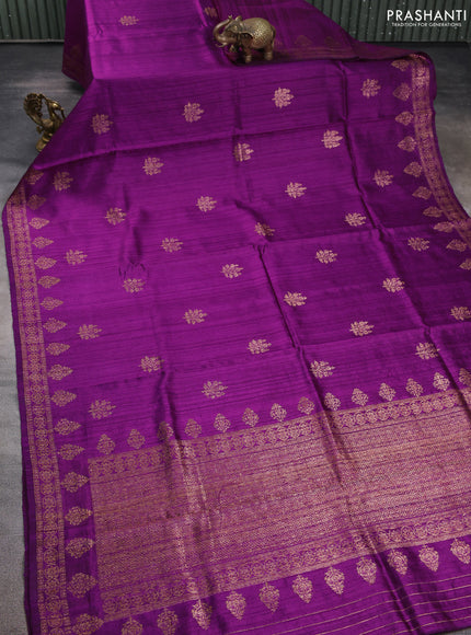 Banarasi raw silk saree purple with woven buttas and woven border