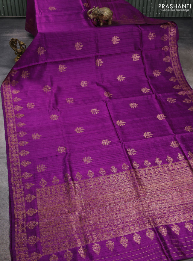 Banarasi raw silk saree purple with woven buttas and woven border