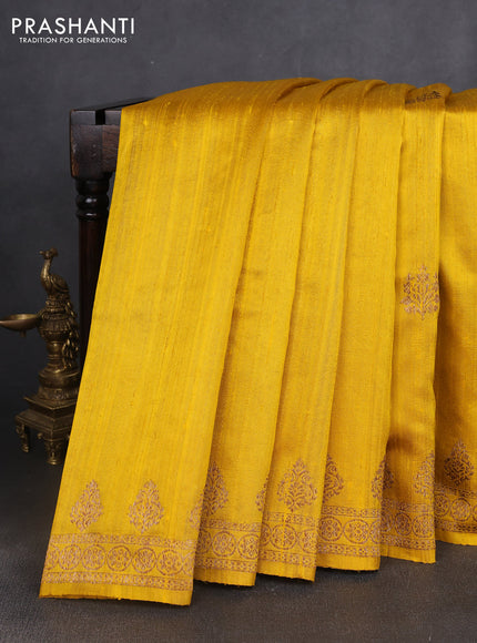 Banarasi raw silk saree yellow with woven buttas and woven border
