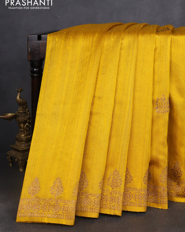 Banarasi raw silk saree yellow with woven buttas and woven border