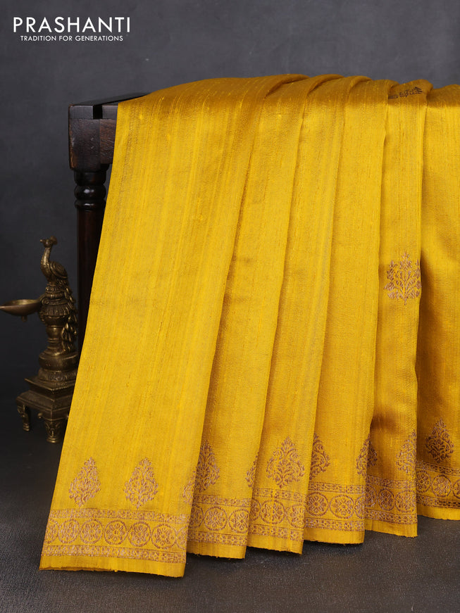 Banarasi raw silk saree yellow with woven buttas and woven border