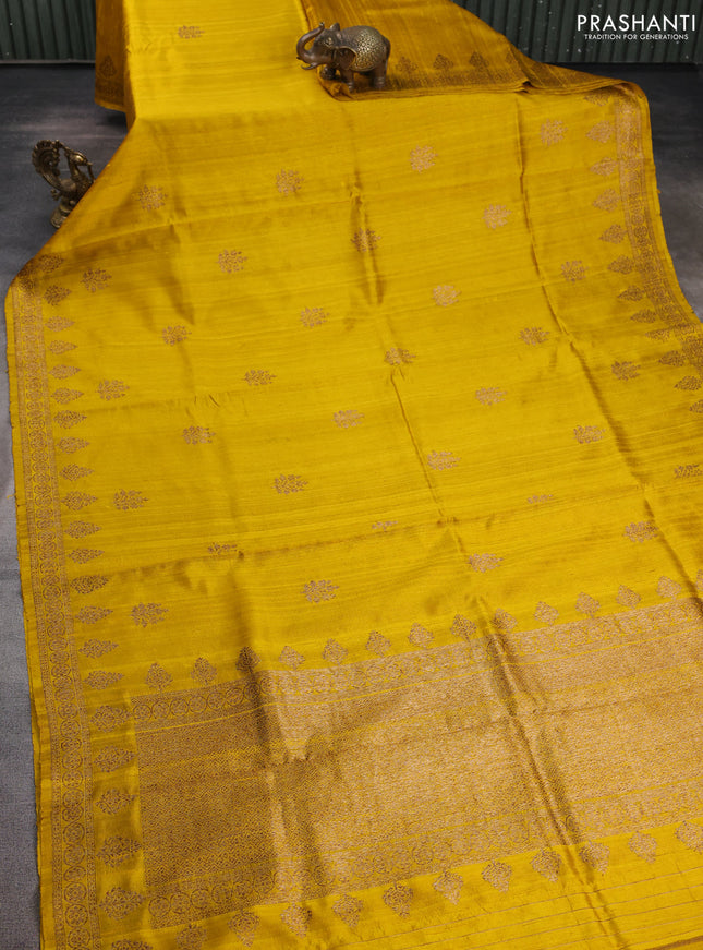 Banarasi raw silk saree yellow with woven buttas and woven border