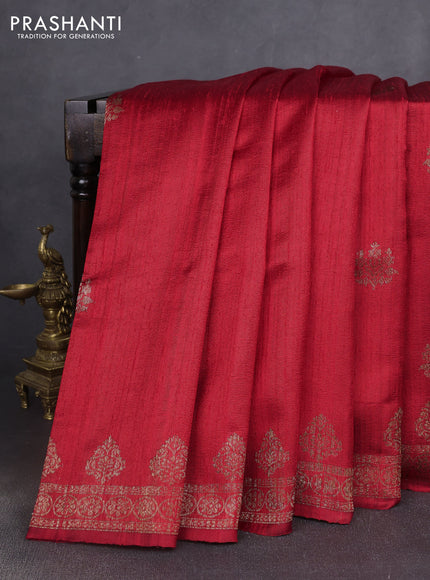 Banarasi raw silk saree red with woven buttas and woven border