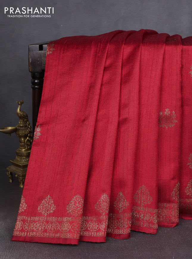 Banarasi raw silk saree red with woven buttas and woven border