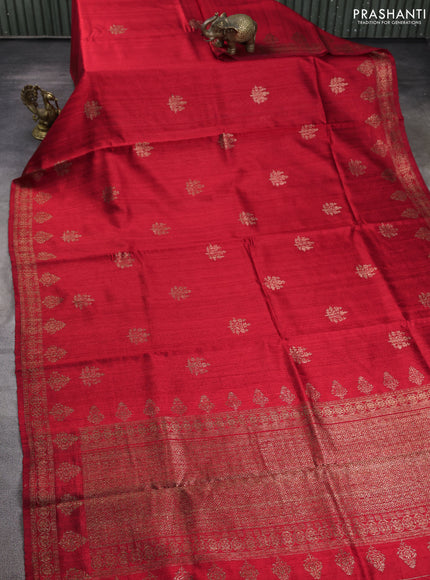 Banarasi raw silk saree red with woven buttas and woven border